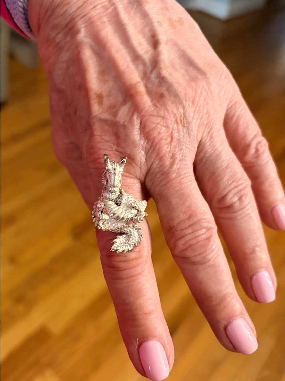 Silver Fox Shaped Reptile Ring - Silver